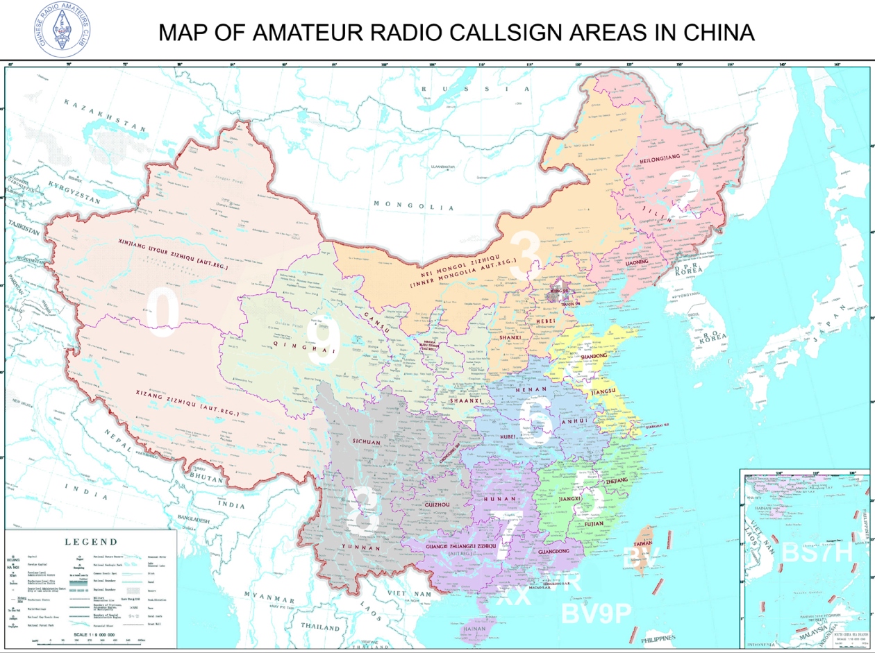 呼号分区图